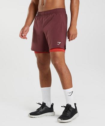 Gymshark Sport 7" 2 In 1 Muške Kratke Hlače Bordo Crvene | HR 2870QMA